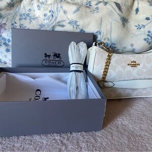 Coach Ivory and Gold Shoulder Bag